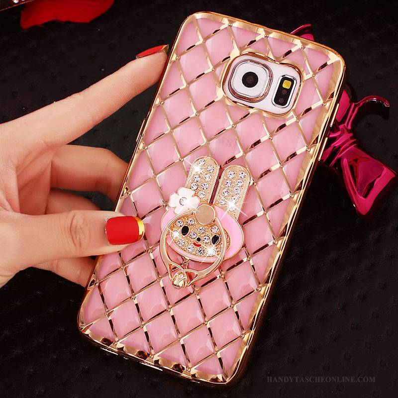 Hülle Samsung Galaxy S6 Edge + Schutz Rosa Ring, Case Samsung Galaxy S6 Edge + Strass