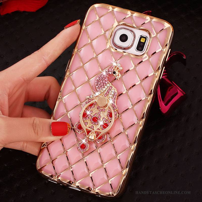 Hülle Samsung Galaxy S6 Edge + Schutz Rosa Ring, Case Samsung Galaxy S6 Edge + Strass