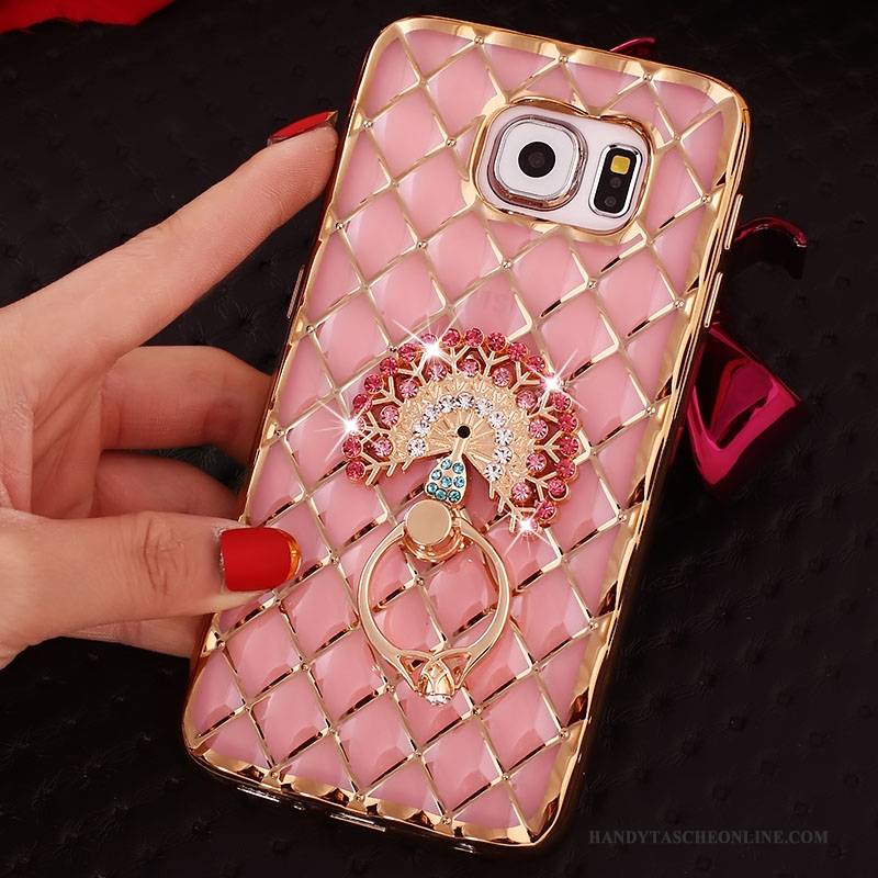 Hülle Samsung Galaxy S6 Edge + Schutz Rosa Ring, Case Samsung Galaxy S6 Edge + Strass