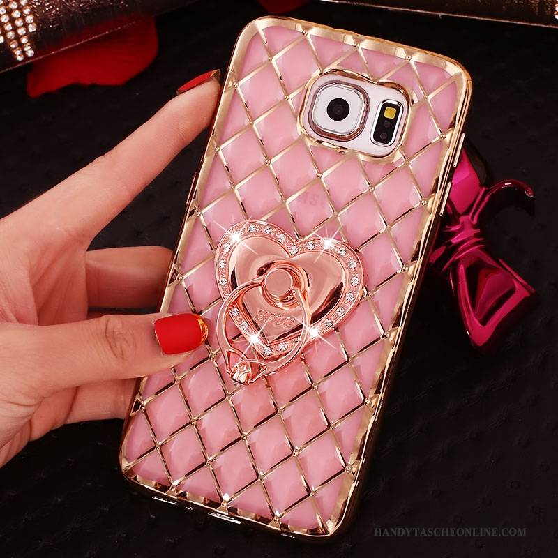 Hülle Samsung Galaxy S6 Edge + Schutz Rosa Ring, Case Samsung Galaxy S6 Edge + Strass