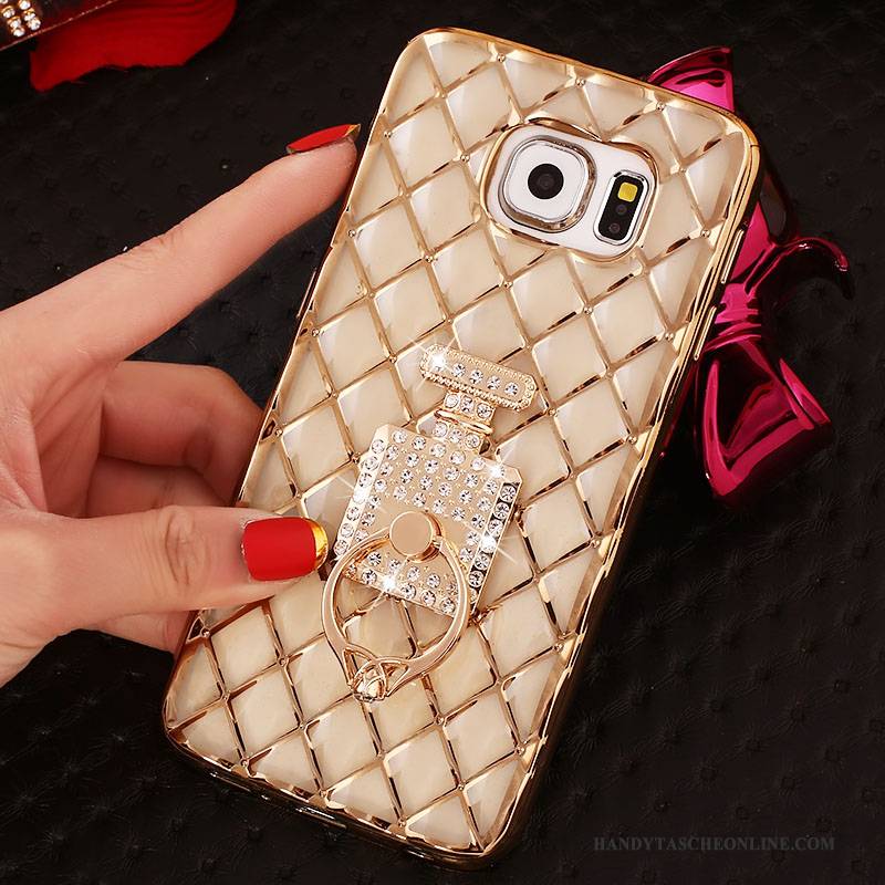 Hülle Samsung Galaxy S6 Edge + Schutz Rosa Ring, Case Samsung Galaxy S6 Edge + Strass