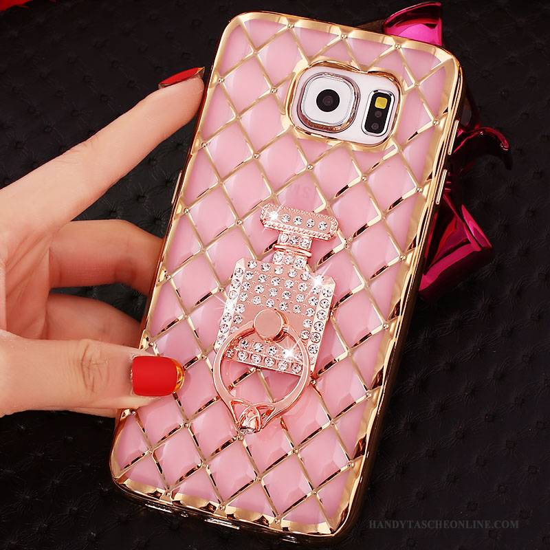 Hülle Samsung Galaxy S6 Edge + Schutz Rosa Ring, Case Samsung Galaxy S6 Edge + Strass