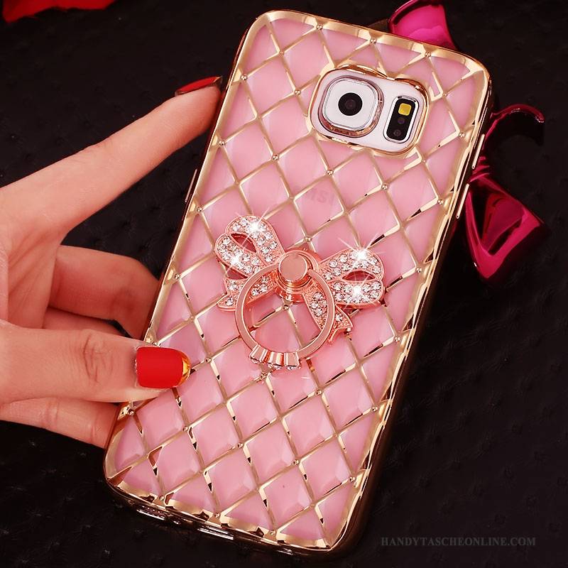 Hülle Samsung Galaxy S6 Edge + Schutz Rosa Ring, Case Samsung Galaxy S6 Edge + Strass