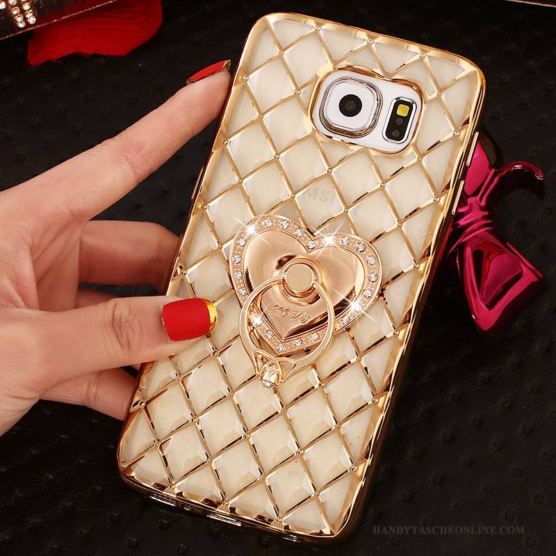 Hülle Samsung Galaxy S6 Edge + Schutz Rosa Ring, Case Samsung Galaxy S6 Edge + Strass