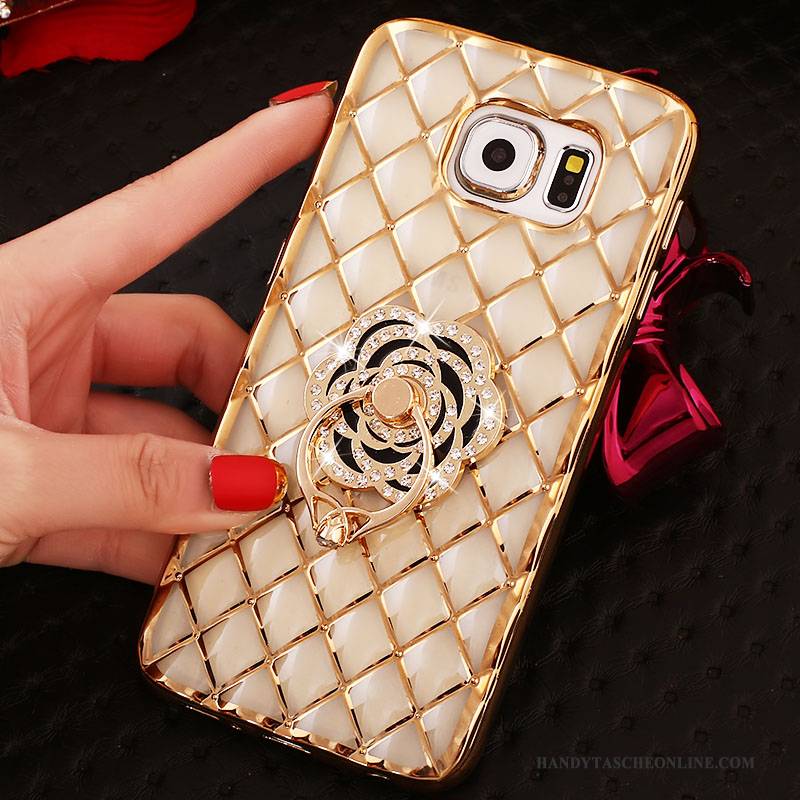 Hülle Samsung Galaxy S6 Edge + Schutz Rosa Ring, Case Samsung Galaxy S6 Edge + Strass