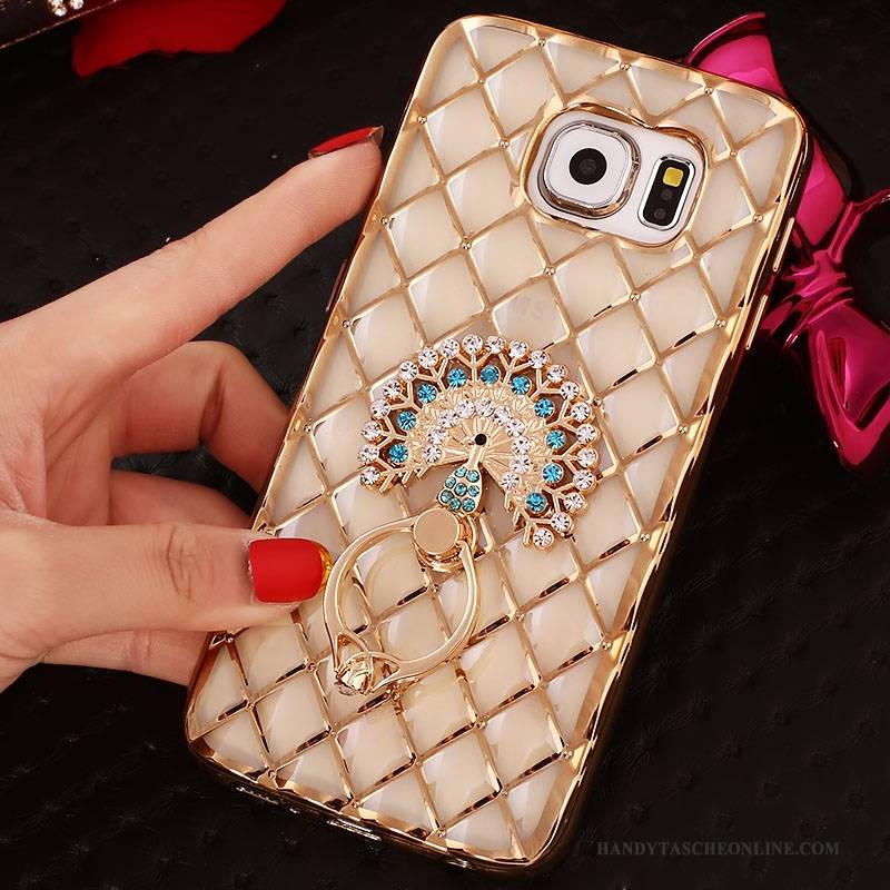 Hülle Samsung Galaxy S6 Edge + Schutz Rosa Ring, Case Samsung Galaxy S6 Edge + Strass