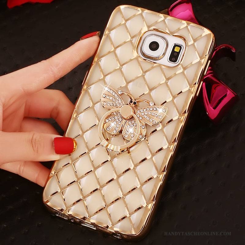 Hülle Samsung Galaxy S6 Edge + Schutz Rosa Ring, Case Samsung Galaxy S6 Edge + Strass