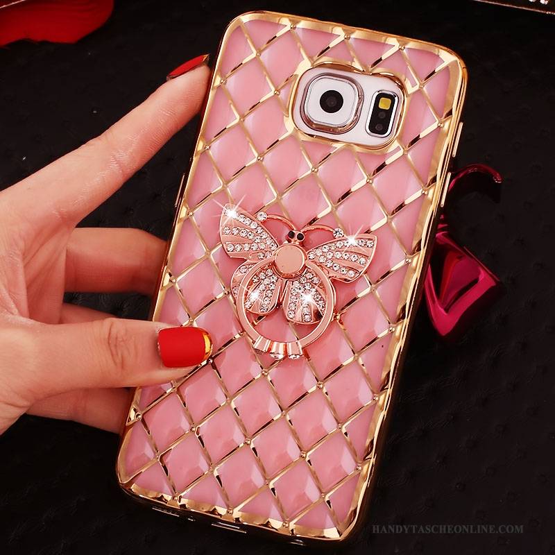 Hülle Samsung Galaxy S6 Edge + Schutz Rosa Ring, Case Samsung Galaxy S6 Edge + Strass