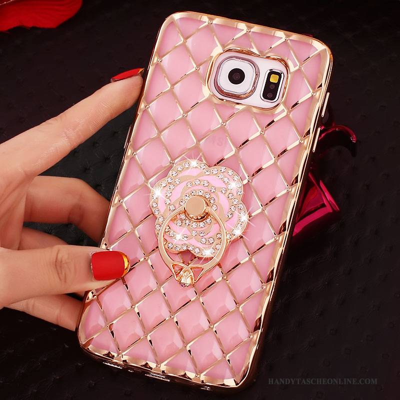 Hülle Samsung Galaxy S6 Edge + Schutz Rosa Ring, Case Samsung Galaxy S6 Edge + Strass