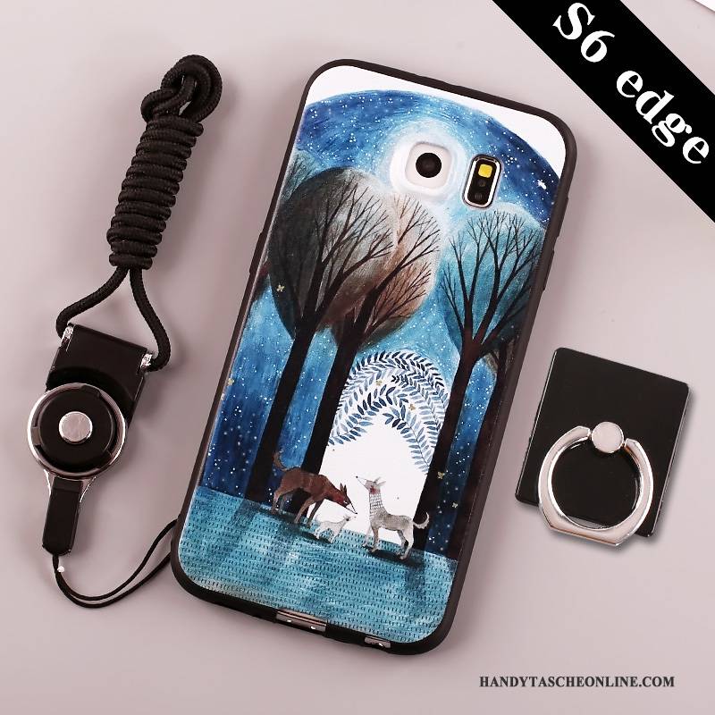 Hülle Samsung Galaxy S6 Edge Schutz Trend Handyhüllen, Case Samsung Galaxy S6 Edge Silikon Blau Nubuck