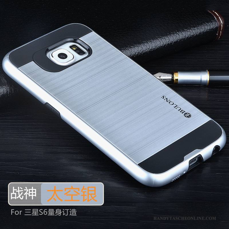 Hülle Samsung Galaxy S6 Edge + Silikon Anti-sturz Handyhüllen, Case Samsung Galaxy S6 Edge + Schutz Grau Silber