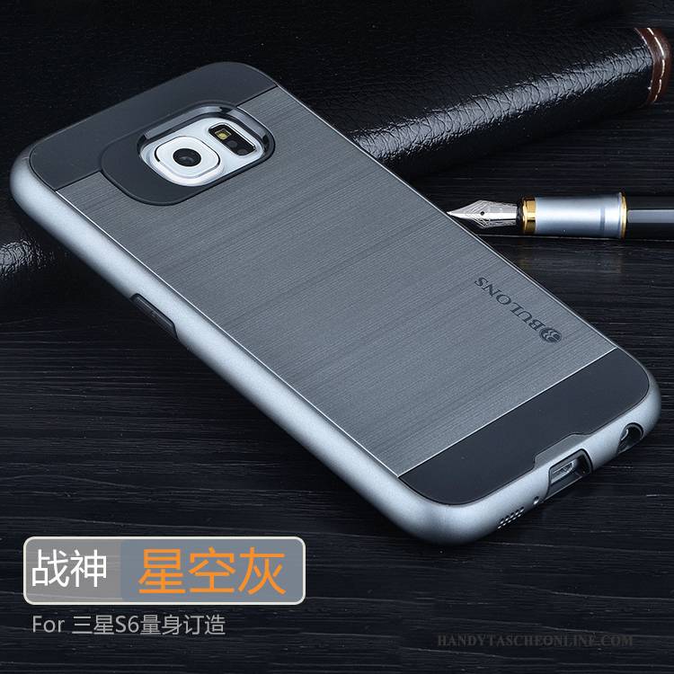 Hülle Samsung Galaxy S6 Edge + Silikon Anti-sturz Handyhüllen, Case Samsung Galaxy S6 Edge + Schutz Grau Silber