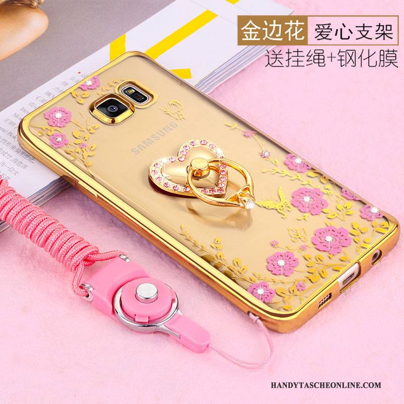 Hülle Samsung Galaxy S6 Edge Silikon Gold Hängende Verzierungen, Case Samsung Galaxy S6 Edge Weiche Handyhüllen