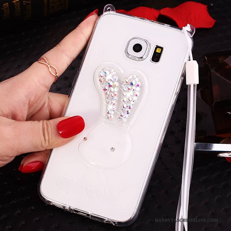 Hülle Samsung Galaxy S6 Edge + Silikon Handyhüllen Hängende Verzierungen, Case Samsung Galaxy S6 Edge + Strass Lila