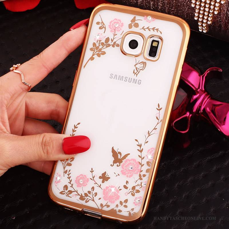 Hülle Samsung Galaxy S6 Edge Strass Blau, Case Samsung Galaxy S6 Edge Karikatur