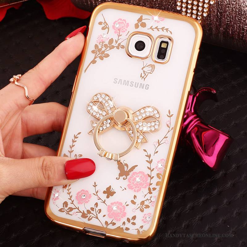 Hülle Samsung Galaxy S6 Edge Strass Blau, Case Samsung Galaxy S6 Edge Karikatur