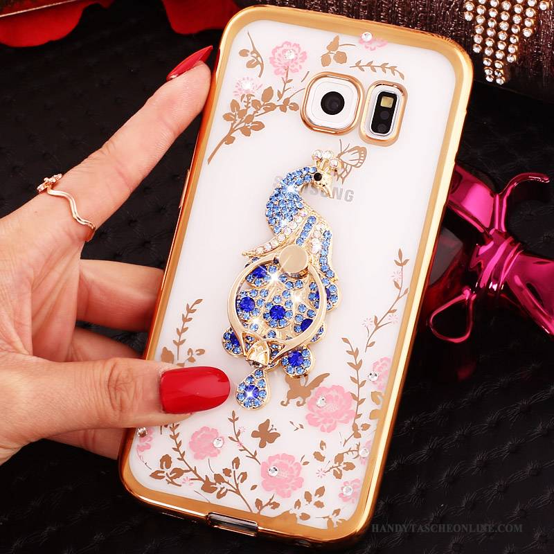 Hülle Samsung Galaxy S6 Edge Strass Blau, Case Samsung Galaxy S6 Edge Karikatur