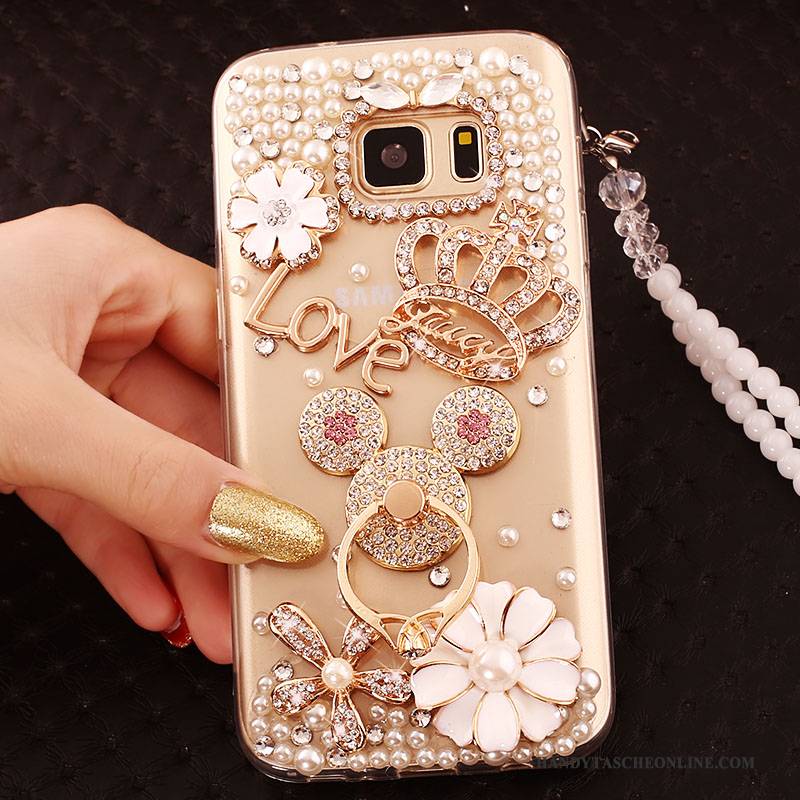 Hülle Samsung Galaxy S6 Edge Strass Gold Trend, Case Samsung Galaxy S6 Edge Schutz Handyhüllen