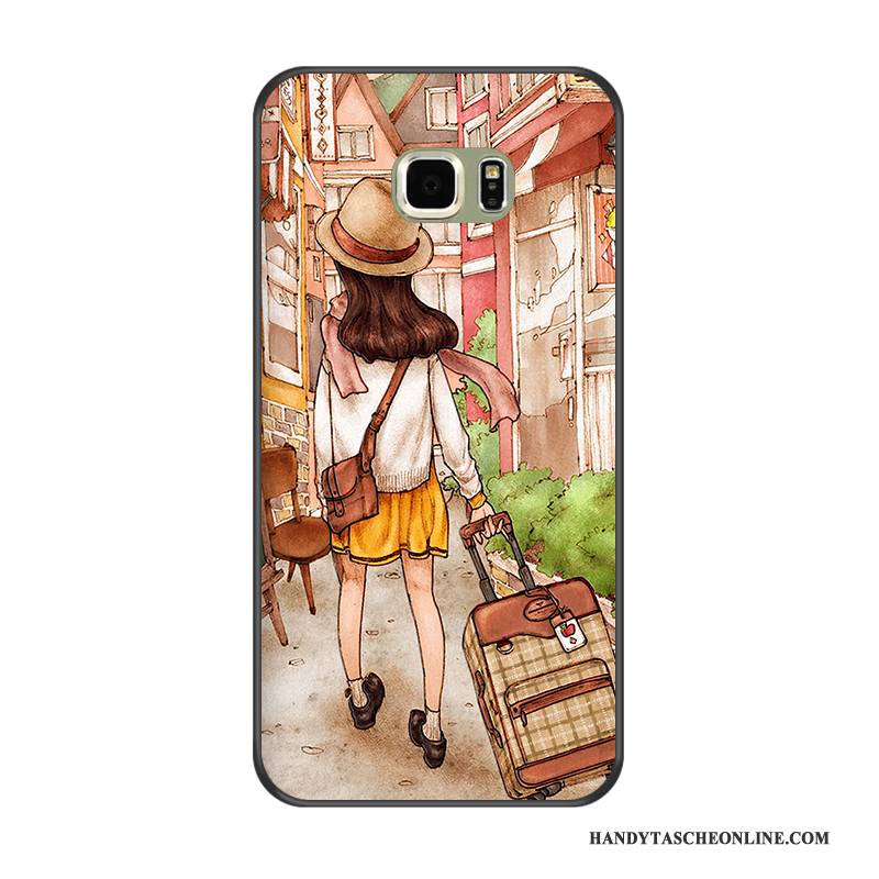 Hülle Samsung Galaxy S6 Edge + Taschen Handyhüllen Schwarz, Case Samsung Galaxy S6 Edge + Schutz Khaki Anti-sturz