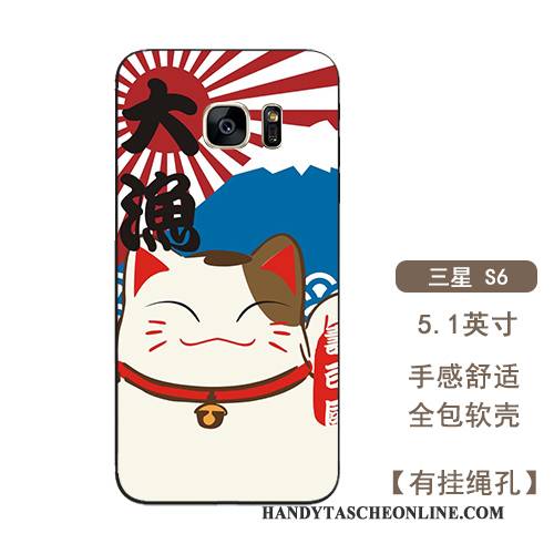 Hülle Samsung Galaxy S6 Edge + Taschen Hängende Verzierungen Trend, Case Samsung Galaxy S6 Edge + Silikon Reichtum Rot