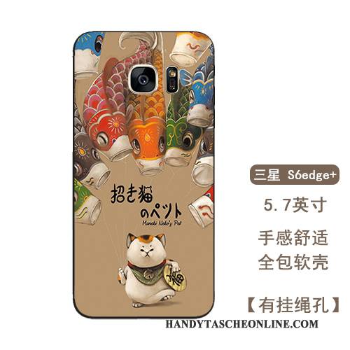 Hülle Samsung Galaxy S6 Edge + Taschen Hängende Verzierungen Trend, Case Samsung Galaxy S6 Edge + Silikon Reichtum Rot