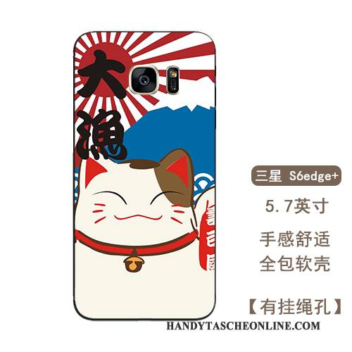 Hülle Samsung Galaxy S6 Edge + Taschen Hängende Verzierungen Trend, Case Samsung Galaxy S6 Edge + Silikon Reichtum Rot