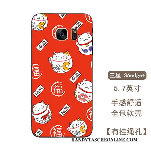 Hülle Samsung Galaxy S6 Edge + Taschen Hängende Verzierungen Trend, Case Samsung Galaxy S6 Edge + Silikon Reichtum Rot