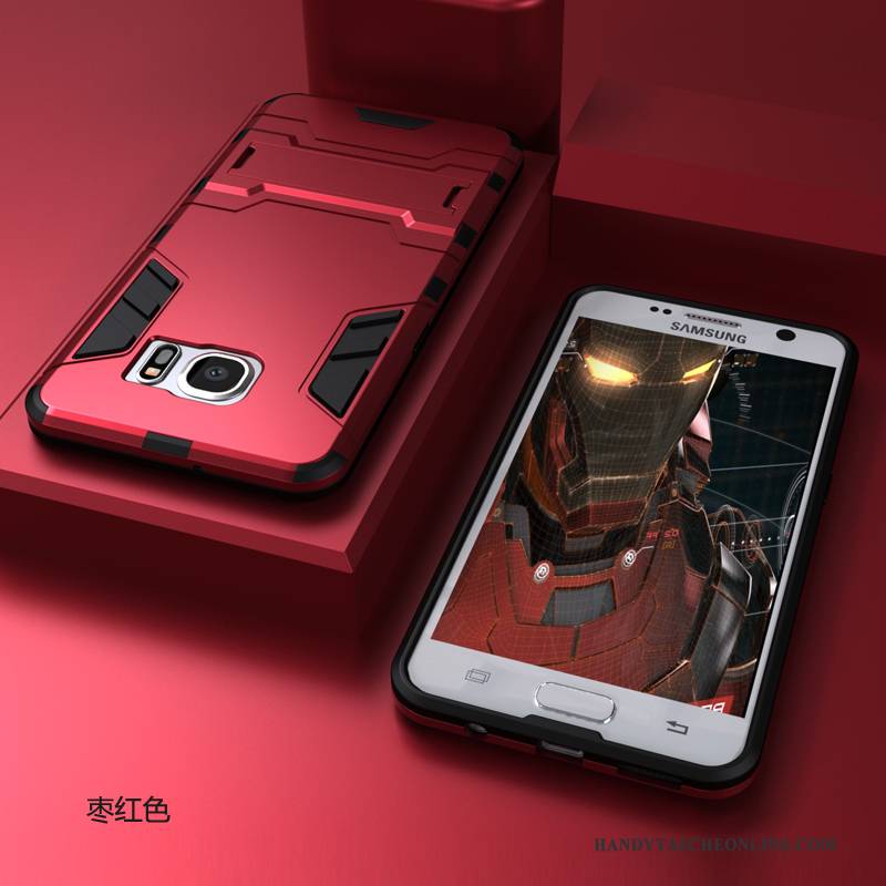 Hülle Samsung Galaxy S6 Edge + Taschen Schwer Rot, Case Samsung Galaxy S6 Edge + Schutz Anti-sturz Handyhüllen