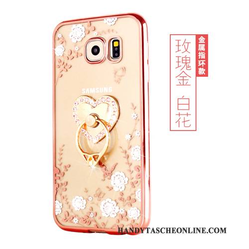 Hülle Samsung Galaxy S6 Edge + Weiche Gold Transparent, Case Samsung Galaxy S6 Edge + Schutz