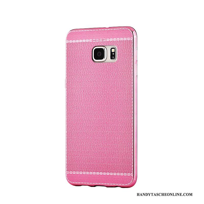 Hülle Samsung Galaxy S6 Edge + Weiche Handyhüllen Business, Case Samsung Galaxy S6 Edge + Leder Rot Muster