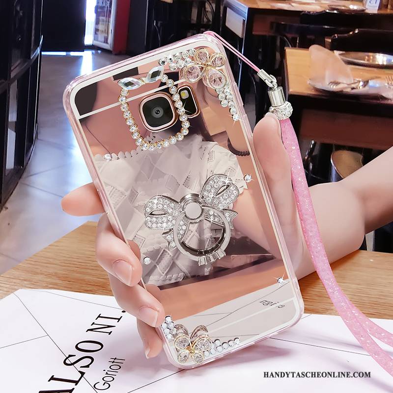 Hülle Samsung Galaxy S6 Edge + Weiche Rosa Persönlichkeit, Case Samsung Galaxy S6 Edge + Kreativ Handyhüllen Spiegel