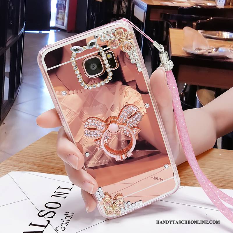 Hülle Samsung Galaxy S6 Edge + Weiche Rosa Persönlichkeit, Case Samsung Galaxy S6 Edge + Kreativ Handyhüllen Spiegel