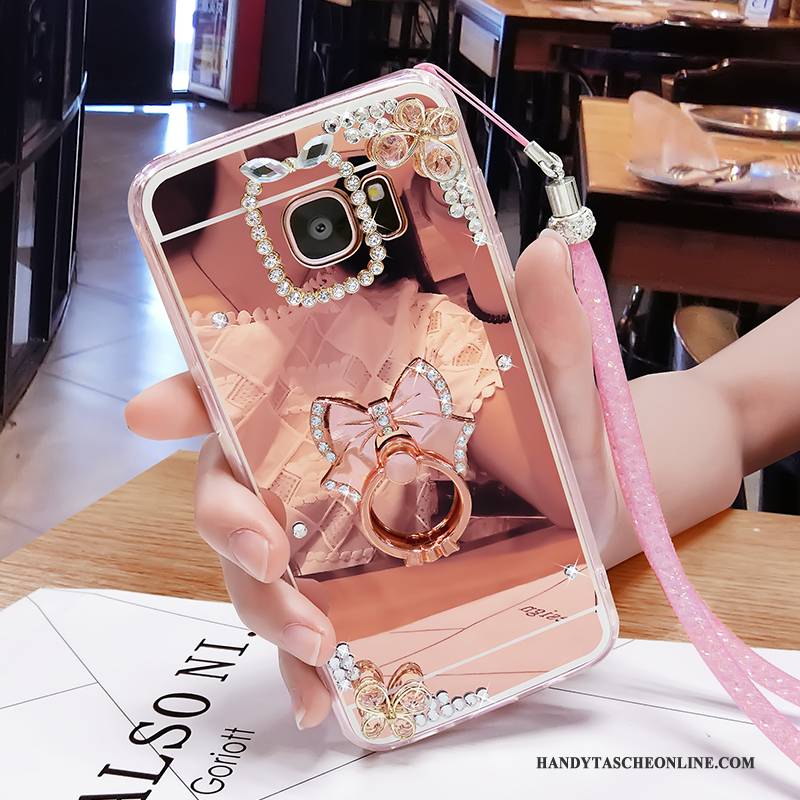 Hülle Samsung Galaxy S6 Edge + Weiche Rosa Persönlichkeit, Case Samsung Galaxy S6 Edge + Kreativ Handyhüllen Spiegel