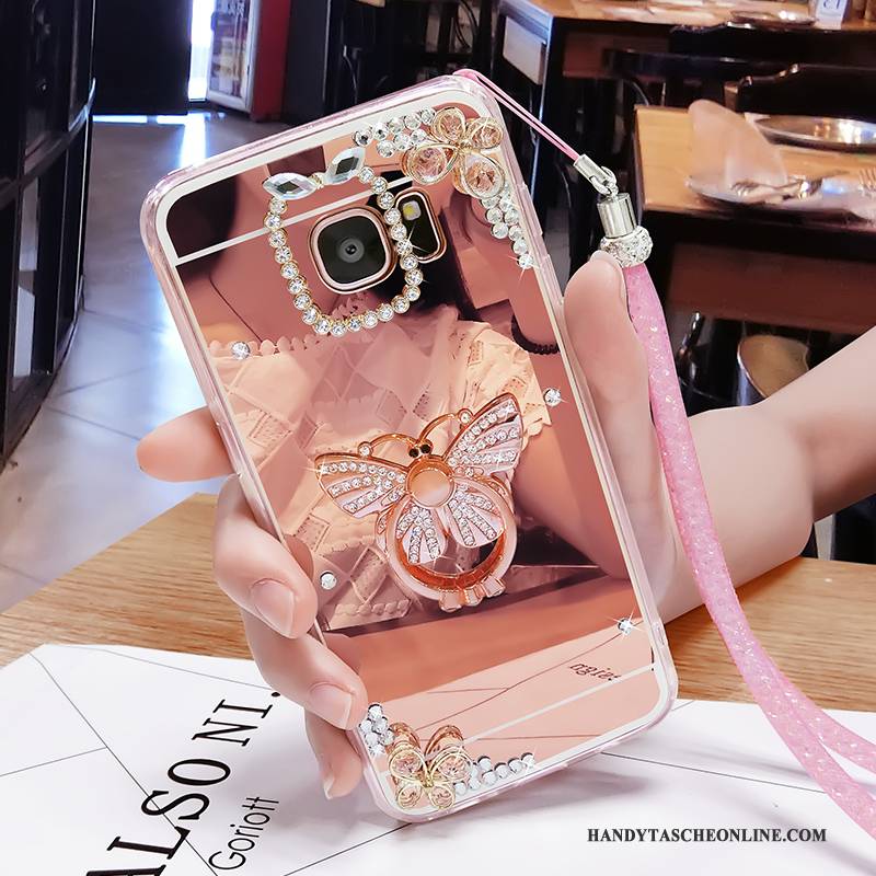 Hülle Samsung Galaxy S6 Edge + Weiche Rosa Persönlichkeit, Case Samsung Galaxy S6 Edge + Kreativ Handyhüllen Spiegel