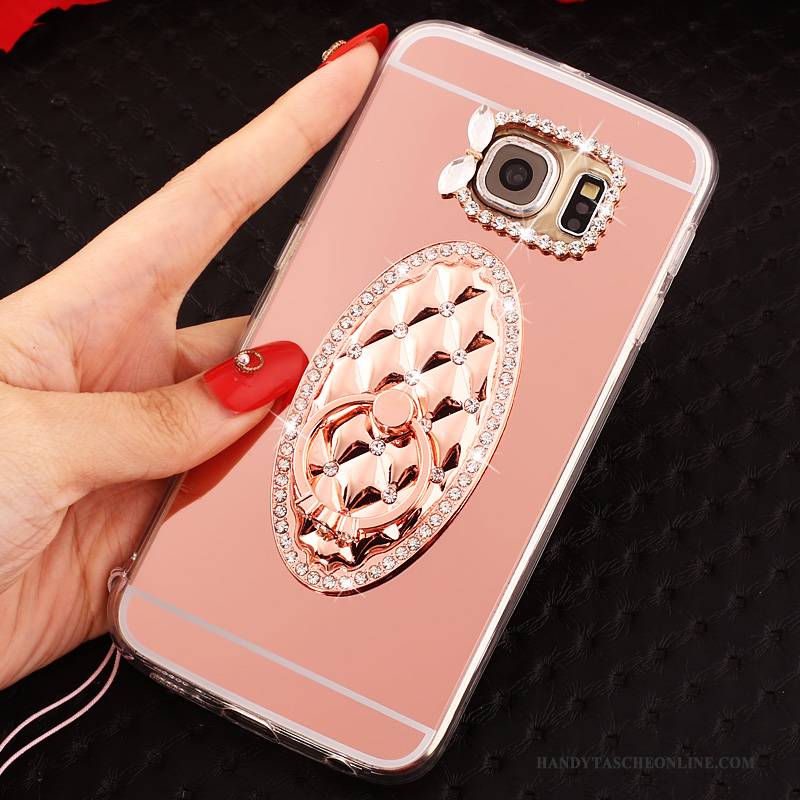 Hülle Samsung Galaxy S6 Edge Weiche Rosa Spiegel, Case Samsung Galaxy S6 Edge Schutz