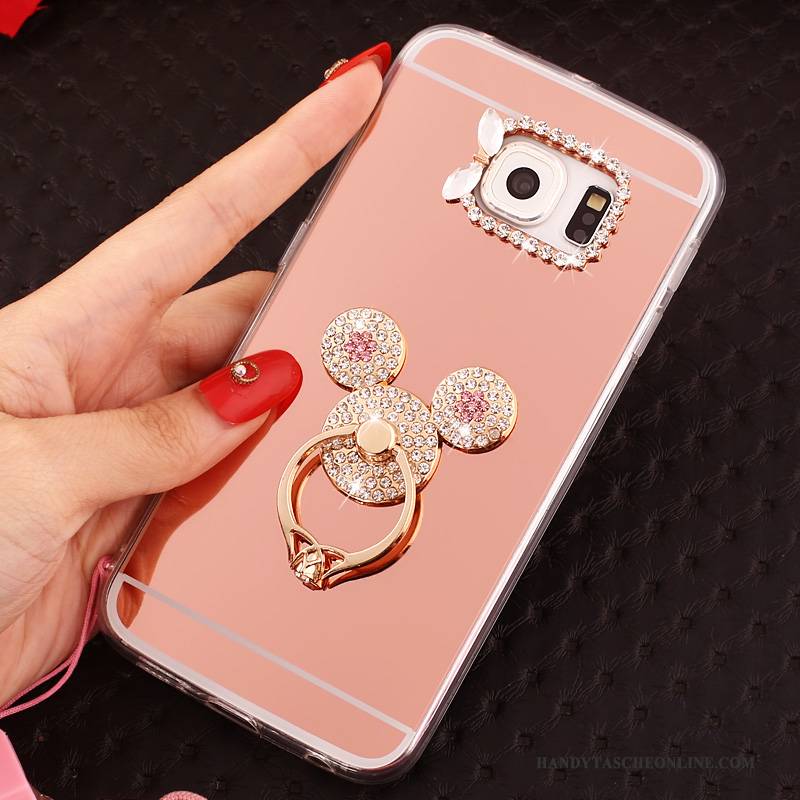 Hülle Samsung Galaxy S6 Edge Weiche Rosa Spiegel, Case Samsung Galaxy S6 Edge Schutz