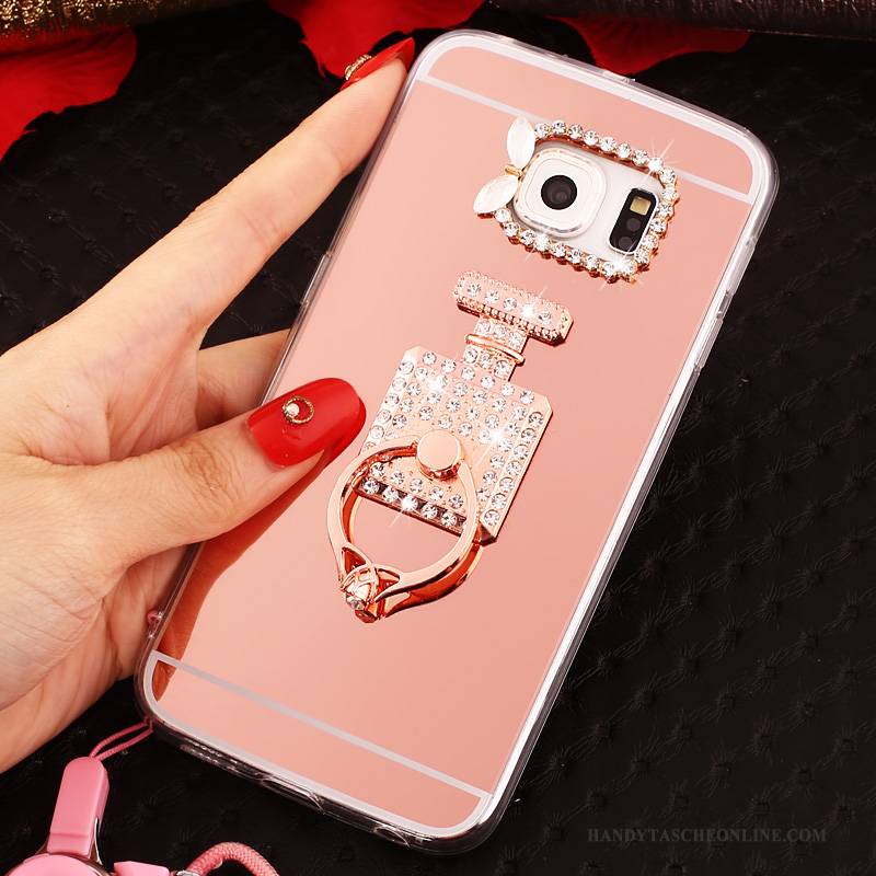 Hülle Samsung Galaxy S6 Edge Weiche Rosa Spiegel, Case Samsung Galaxy S6 Edge Schutz