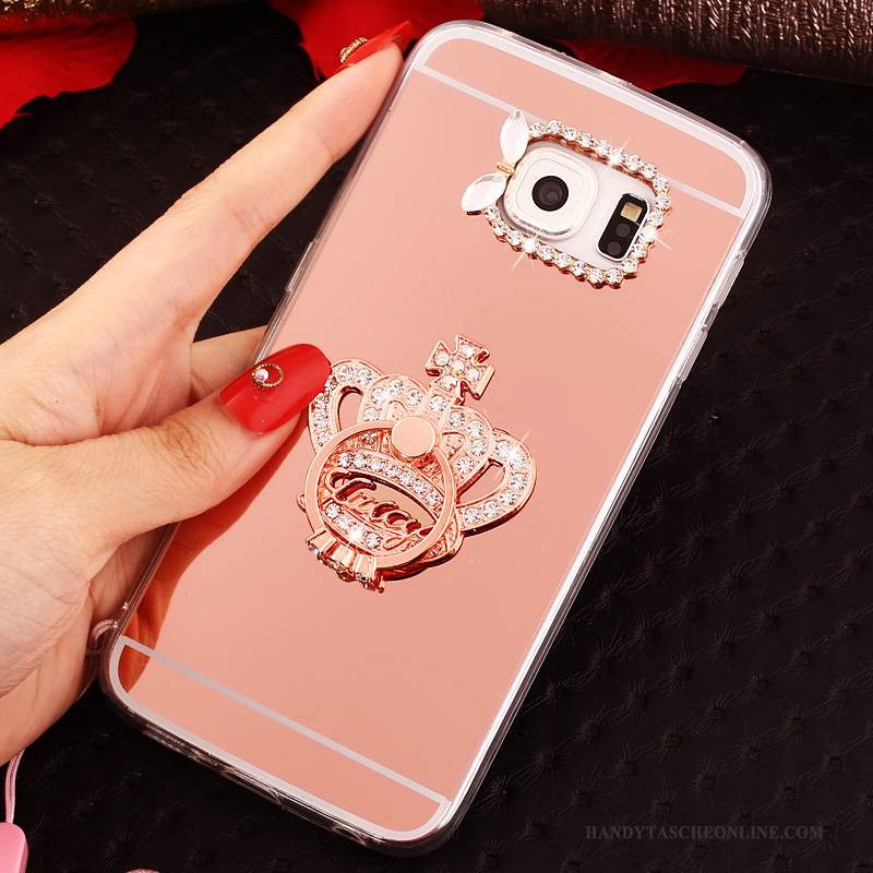 Hülle Samsung Galaxy S6 Edge Weiche Rosa Spiegel, Case Samsung Galaxy S6 Edge Schutz