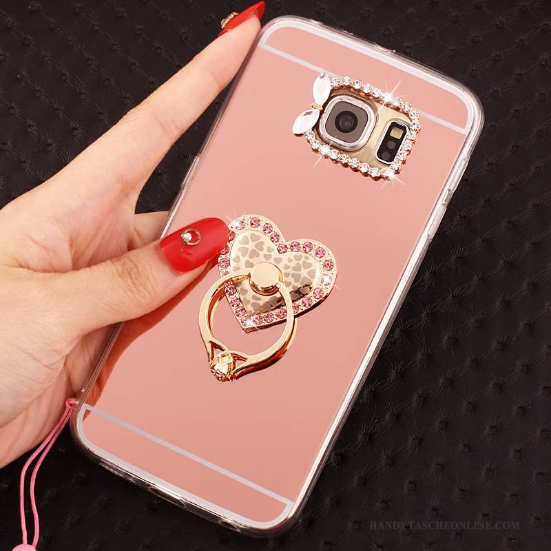 Hülle Samsung Galaxy S6 Edge Weiche Rosa Spiegel, Case Samsung Galaxy S6 Edge Schutz