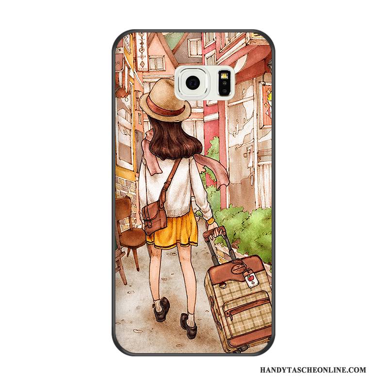 Hülle Samsung Galaxy S6 Edge Weiche Schwarz Handyhüllen, Case Samsung Galaxy S6 Edge Karikatur Blau