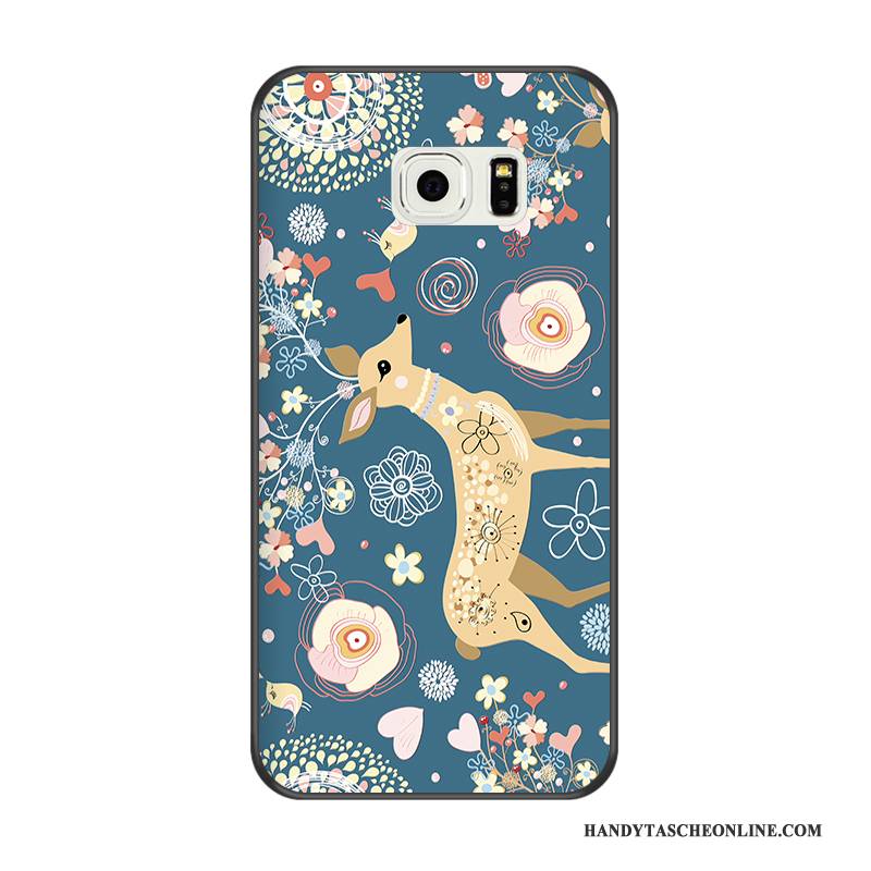 Hülle Samsung Galaxy S6 Edge Weiche Schwarz Handyhüllen, Case Samsung Galaxy S6 Edge Karikatur Blau