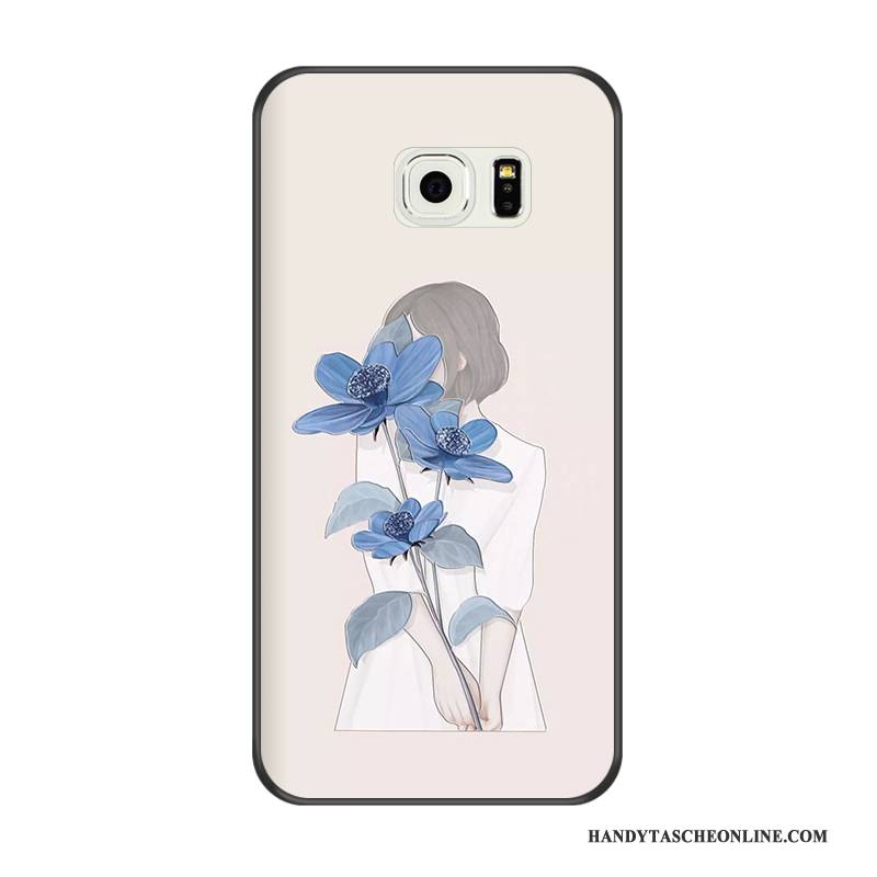 Hülle Samsung Galaxy S6 Edge Weiche Schwarz Handyhüllen, Case Samsung Galaxy S6 Edge Karikatur Blau