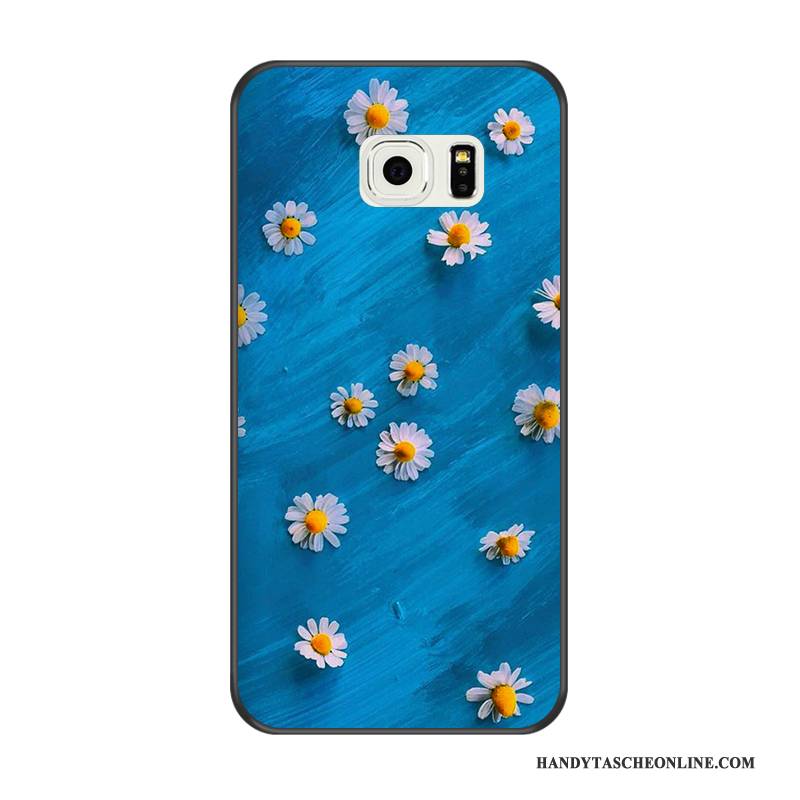 Hülle Samsung Galaxy S6 Edge Weiche Schwarz Handyhüllen, Case Samsung Galaxy S6 Edge Karikatur Blau