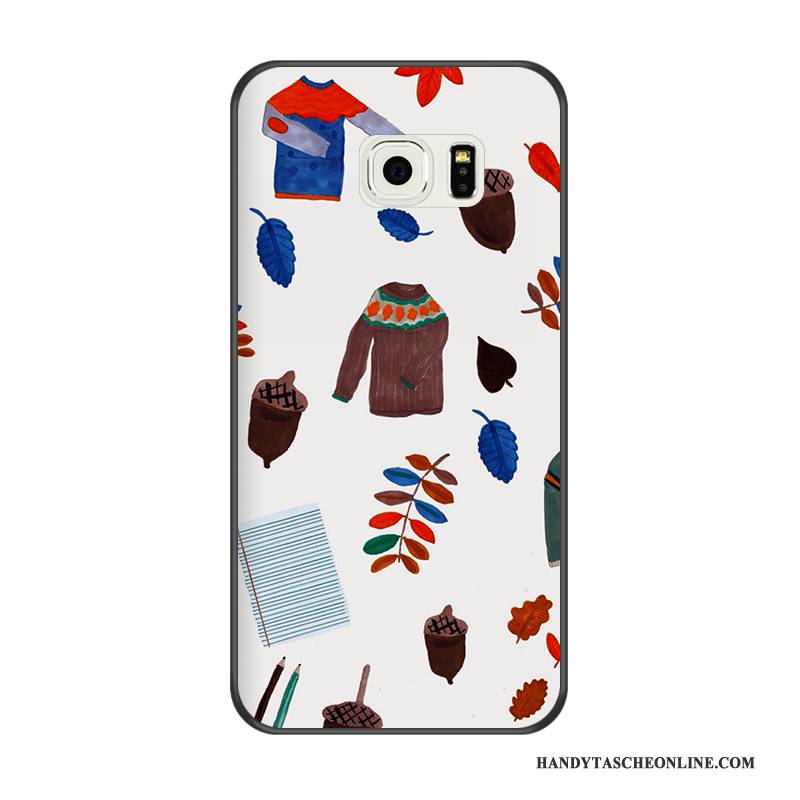 Hülle Samsung Galaxy S6 Edge Weiche Schwarz Handyhüllen, Case Samsung Galaxy S6 Edge Karikatur Blau