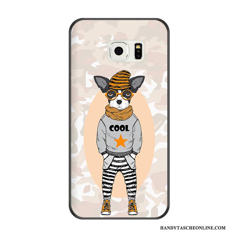 Hülle Samsung Galaxy S6 Edge Weiche Schwarz Handyhüllen, Case Samsung Galaxy S6 Edge Karikatur Blau