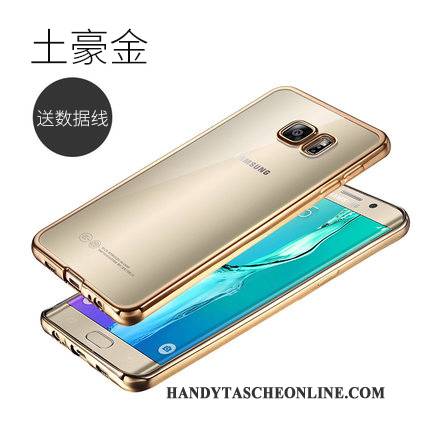 Hülle Samsung Galaxy S6 Edge + Weiche Transparent Schlank, Case Samsung Galaxy S6 Edge + Schutz Handyhüllen Gold