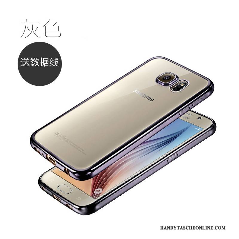 Hülle Samsung Galaxy S6 Edge + Weiche Transparent Schlank, Case Samsung Galaxy S6 Edge + Schutz Handyhüllen Gold