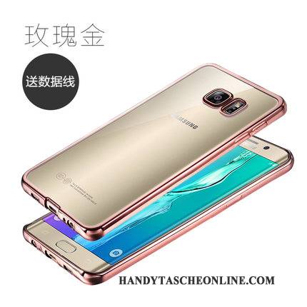 Hülle Samsung Galaxy S6 Edge + Weiche Transparent Schlank, Case Samsung Galaxy S6 Edge + Schutz Handyhüllen Gold