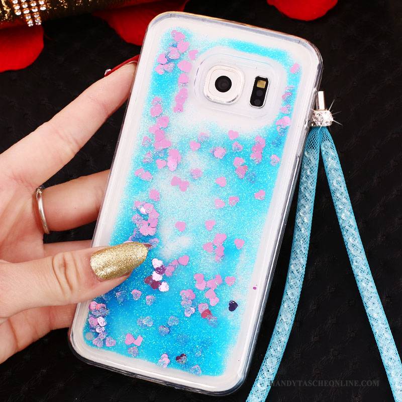 Hülle Samsung Galaxy S6 Edge Weiche Treibsand Handyhüllen, Case Samsung Galaxy S6 Edge Schutz Blau