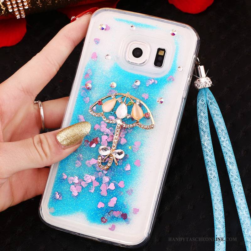 Hülle Samsung Galaxy S6 Edge Weiche Treibsand Handyhüllen, Case Samsung Galaxy S6 Edge Schutz Blau